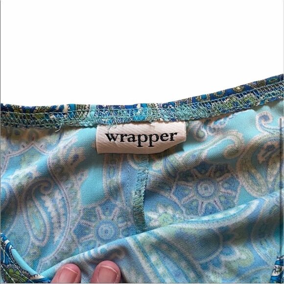 Wrapper brand women’s skirt paisley boho teal blue green unsized one size - Picture 2 of 3